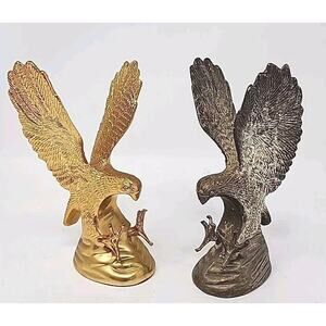 Vtg Hampshire Eagle 24KT Gold Coated tag & Silver Plated No Tag Eagle U231